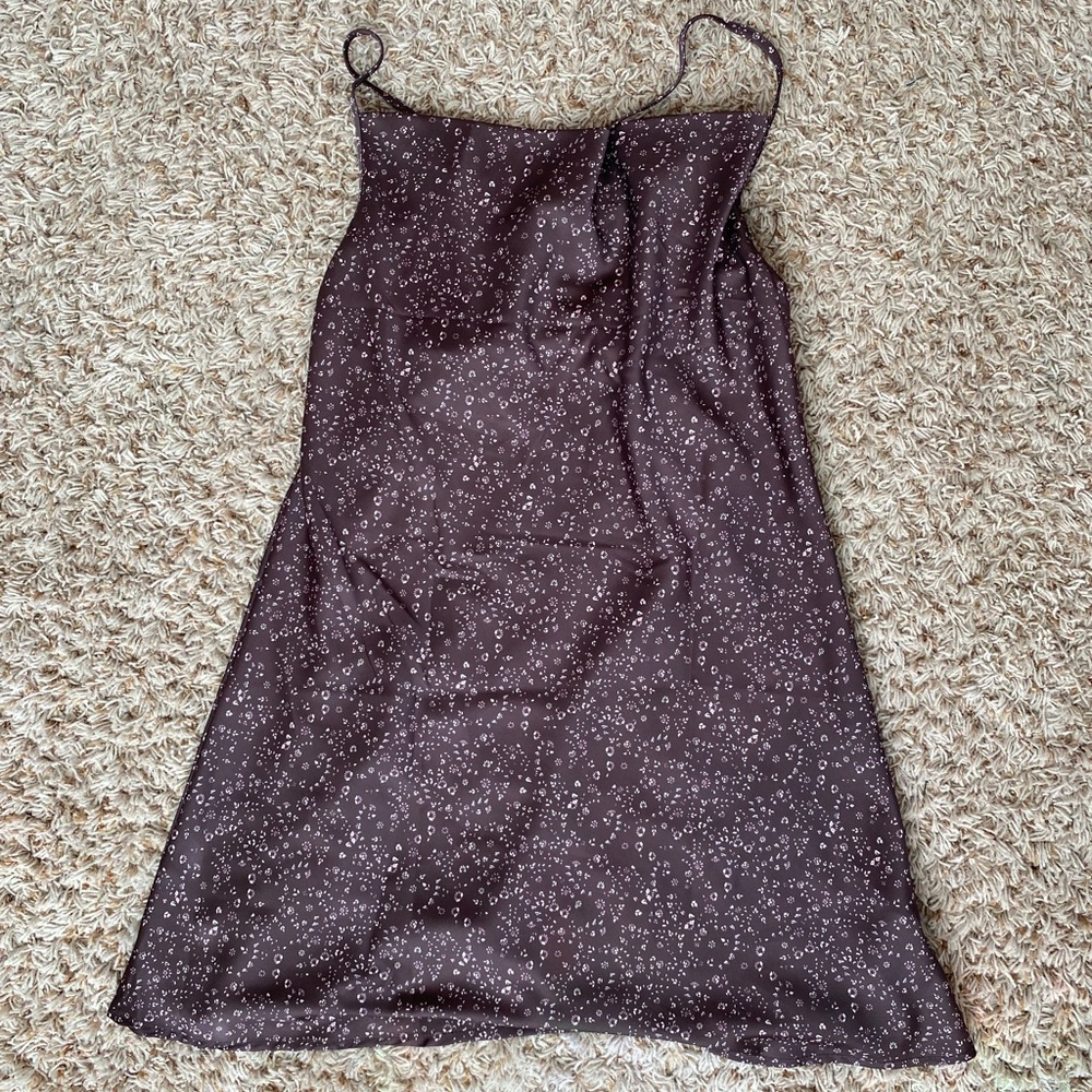 Brown pattern slip dress